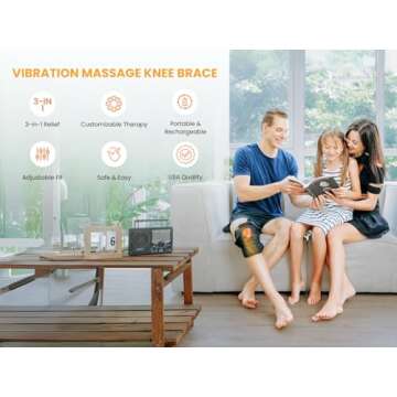 ThermoLife 3-in-1 Red Light Therapy & Vibration Massage Knee Brace – Wireless Heated Massager for ...