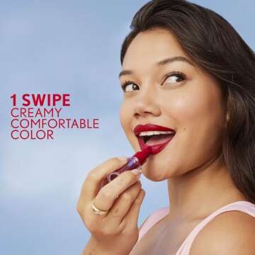 COVERGIRL Clean Lip Color, Crimson Doll, Satin Finish, 24-Hour Wear, Squalane, Avocado & Aloe, Carmine-Free, Non-Drying, 0.12oz