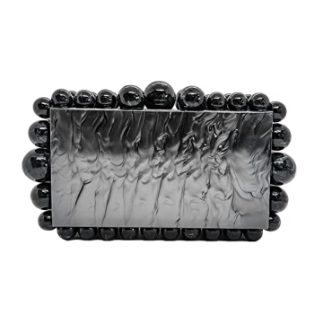CUXVA Acrylic Clutch Purse for Women with Marbling Evening Handbag Square Box Crossbody Bag with Gli...