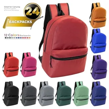 24 Pack 17" School Backpacks for Kids in Assorted Colors