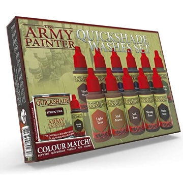 The Army Painter Miniature Paint Set with 11 Nontoxic Quickshade Washes in Dropper Bottles, Rich Pig...