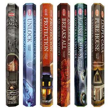 Hem Incense Sticks Variety Pack #21 with Incense Holder - 6 Witchcraft Themed Scents