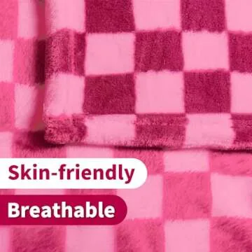 FY FIBER HOUSE Checkered Flannel Fleece Throw Blanket King Size Soft Cozy Checkerboard Grid Print Chessboard Pattern Blankets for Bed Couch Sofa, 90"x108", Hot Pink