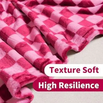 FY FIBER HOUSE Checkered Flannel Fleece Throw Blanket King Size Soft Cozy Checkerboard Grid Print Chessboard Pattern Blankets for Bed Couch Sofa, 90"x108", Hot Pink