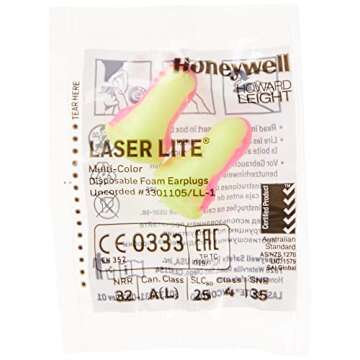 Howard Leight by Honeywell Laser Lite High Visibility Disposable Foam Earplugs, Pink/Yellow , 200-Pairs (LL-1) - 3301105
