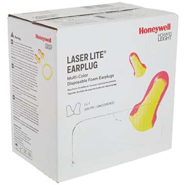 Howard Leight by Honeywell Laser Lite High Visibility Disposable Foam Earplugs, Pink/Yellow , 200-Pairs (LL-1) - 3301105