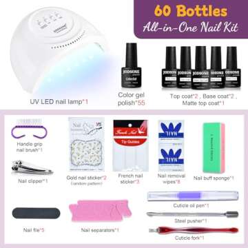 JODSONE Gel Nail Polish Kit - 55 Colors & UV Light