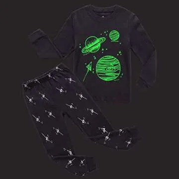 RKOIAN Little Boys Girls' Pajamas Sets Glow in The Dark Toddler Pjs Cotton Kids Sleepwear (6 Tall, B...