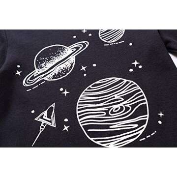 RKOIAN Little Boys Girls' Pajamas Sets Glow in The Dark Toddler Pjs Cotton Kids Sleepwear (6 Tall, Black/Space1)