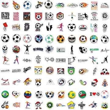 100PCS Soccer Stickers - Waterproof Vinyl for Personalization and Gifts