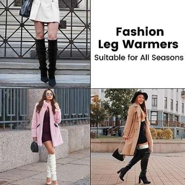 Clothirily Leg Warmers - Fashion Knit Neon Leg Warmers for Women 80s Sports Party Yoga Accessories 2 Pairs, Black & White