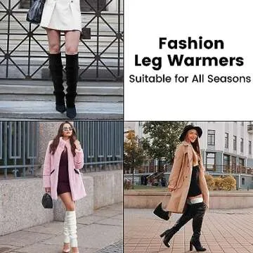 Clothirily Leg Warmers - Fashion Knit Neon Leg Warmers for Women 80s Sports Party Yoga Accessories 2 Pairs, Black & White