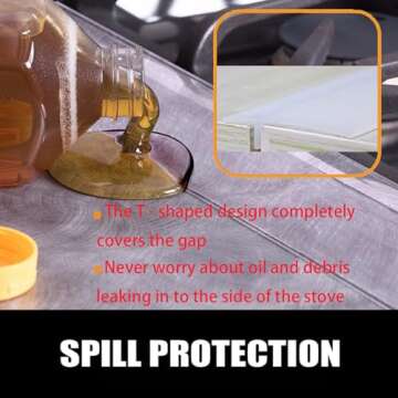 SEVCHY Silicone Stove Gap Covers (2 pack), Oven Gap Filler, Heat Resistant Stove Gap Filler, Seal Gap between Stovetop and Counter, Easy Clean (25 inch, Clear)