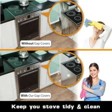 SEVCHY Silicone Stove Gap Covers (2 pack), Oven Gap Filler, Heat Resistant Stove Gap Filler, Seal Gap between Stovetop and Counter, Easy Clean (25 inch, Clear)