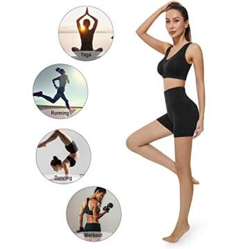 KKB Women's 8''/5'' High Waist Active Wear Shorts Yoga Leggings, Tummy Control Workout Shorts Side Pockets Running Pants (2-Pack,M,8"-Black)
