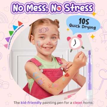 Face Painting Kit for Kids Makeup Set Toys, Washable Marker Girls Make Up Face Body Tattoo Pens, Toddler Toy Makeup Cosmetic for Ages 4-12 Year, Winter Gift for Pretend Play Dress Up Party