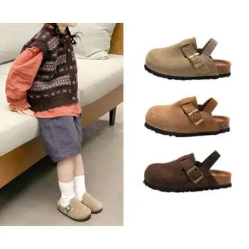 Stylish Kids Suede Clogs for Toddlers Adjustable Fit