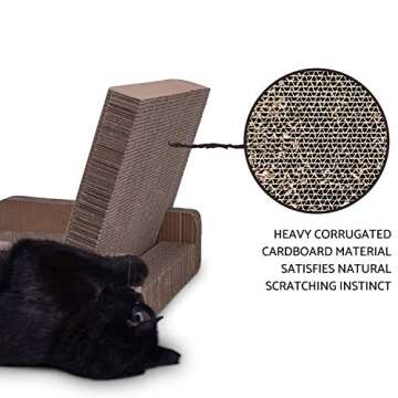 Purrfect Sofa Luxe Cat Lounger & Scratcher Toy | Cardboard Scratcher Bed with Catnip | Horizontal Scratching Couch for Cats