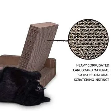 Purrfect Sofa Luxe Cat Lounger & Scratcher Toy | Cardboard Scratcher Bed with Catnip | Horizontal Scratching Couch for Cats