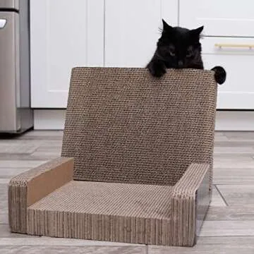 Purrfect Sofa Luxe Cat Lounger & Scratcher Toy | Cardboard Scratcher Bed with Catnip | Horizontal Scratching Couch for Cats