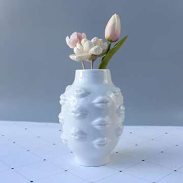 Romehaha Ceramic Body Vase, Lips Vase Table Decor Modern Farmhouse Decor Flower Vase for Home Office...