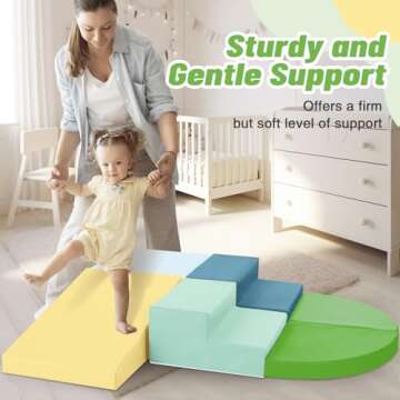 TODIBY 6-Piece Soft PU Leather Toddlers Climbing Toys, Baby Foam Climbing Blocks for Toddlers 3, Foa...