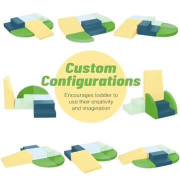 TODIBY 6-Piece Soft PU Leather Toddlers Climbing Toys, Baby Foam Climbing Blocks for Toddlers 3, Foam Play Gym Climbing Structures, Indoor Climb and Crawl Activity Play Set (Light Blue and Green)