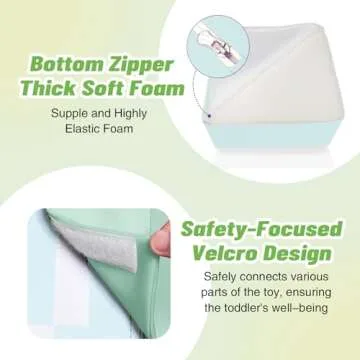 TODIBY 6-Piece Soft PU Leather Toddlers Climbing Toys, Baby Foam Climbing Blocks for Toddlers 3, Foam Play Gym Climbing Structures, Indoor Climb and Crawl Activity Play Set (Light Blue and Green)