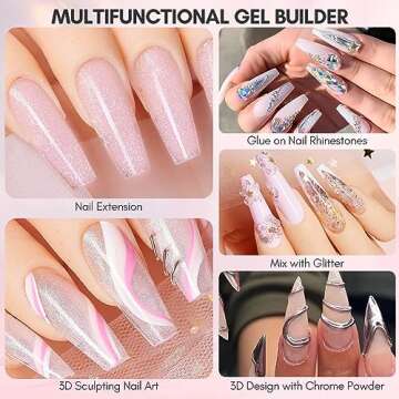 Makartt Solid Gel Builder: 15ML Non-sticky to Hands,Pink Shimmers Color for Extension 3d Sculpting Nail Art, Hard Gels Molding for Nails UV/LED Lamp Required Rose Iridescent