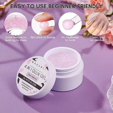 Makartt Solid Gel Builder: 15ML Non-sticky to Hands,Pink Shimmers Color for Extension 3d Sculpting Nail Art, Hard Gels Molding for Nails UV/LED Lamp Required Rose Iridescent