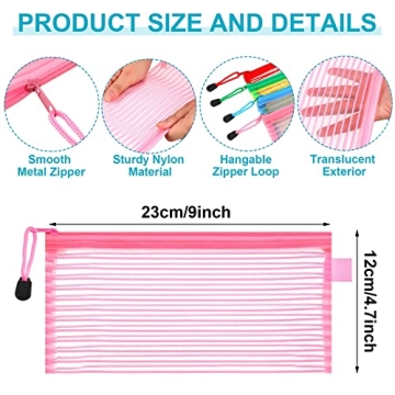 Leelosp 80 Pcs Mesh Zipper Pouches for School Travel