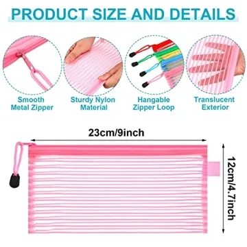 Leelosp 80 Pcs Mesh Zipper Pouches for School Travel