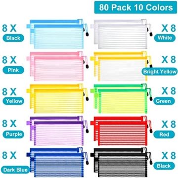 Leelosp 80 Pcs Mesh Zipper Pouches for School Travel