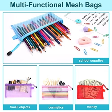 Leelosp 80 Pcs Mesh Zipper Pouches for School Travel