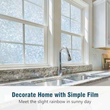 rabbitgoo Window Privacy Film Rainbow Film Decorative Window Sticker, 3D Static Stained Glass Cling ...