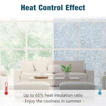 rabbitgoo Window Privacy Film Rainbow Film Decorative Window Sticker, 3D Static Stained Glass Cling Tint for Home Heat Control Non-Adhesive, Grayish Silver, 17.5 x 157.4 inches