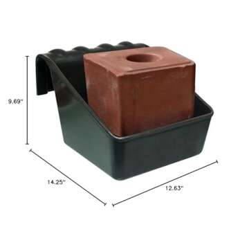 Little Giant SBPU Universal Block Holder and Feeder; Grain/Supplement Feeder for Cattle, Horses, Goats, Sheep, Alpacas & Llamas; Polypropylene Plastic, Holds 50-Lb or 6.5 Quarts, 12.63"x14.25"x9.69"