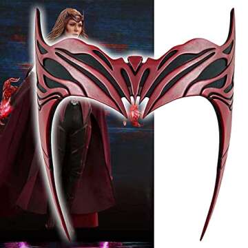 CAFELE Scarlet Witch Headpiece, 2021 TV Shows WandaVision Wanda Maximoff Red Resin Mask Crown Cospla...