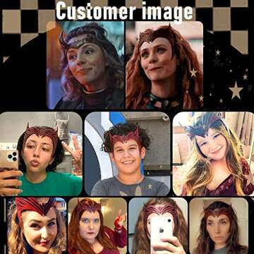 CAFELE Scarlet Witch Headpiece, 2021 TV Shows WandaVision Wanda Maximoff Red Resin Mask Crown Cosplay Halloween Costume Headwear for Adults
