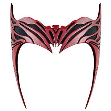 CAFELE Scarlet Witch Headpiece, 2021 TV Shows WandaVision Wanda Maximoff Red Resin Mask Crown Cosplay Halloween Costume Headwear for Adults
