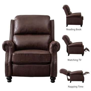 CANMOV Stylish Pushback Recliner Chair with Rivets