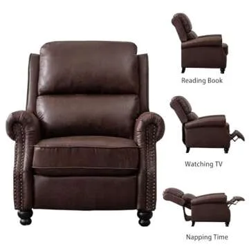 CANMOV Stylish Pushback Recliner Chair with Rivets