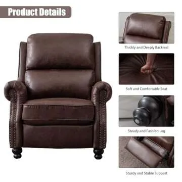 CANMOV Stylish Pushback Recliner Chair with Rivets