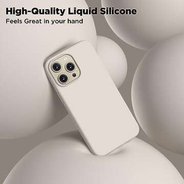 COFFKER Compatible with iPhone 15 Pro Max Case, Liquid Silicone Case, Full Body Shockproof Protective Cover Slim Thin Phone Case with [Soft Anti-Scratch Microfiber Lining], 6.7 inch-Stone