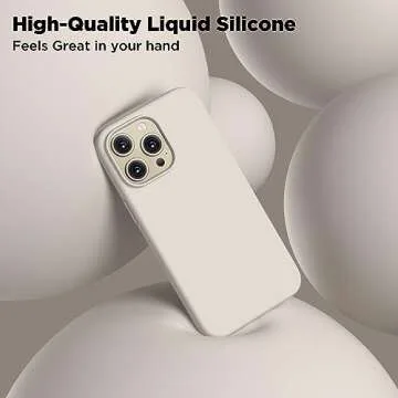 COFFKER Compatible with iPhone 15 Pro Max Case, Liquid Silicone Case, Full Body Shockproof Protective Cover Slim Thin Phone Case with [Soft Anti-Scratch Microfiber Lining], 6.7 inch-Stone