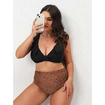 CUPSHE Plus Size Bikini Set with Ruffled Tie Back