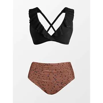 CUPSHE Plus Size Bikini Set with Ruffled Tie Back