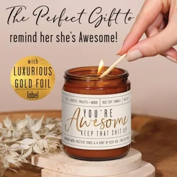Uplifting 'You're Awesome' Candle - Eco-Friendly Gift for Women