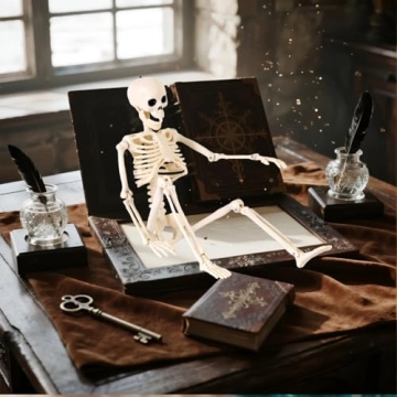 Feir 16" Skeletons Halloween Decorations – 5PCS Posable Full Body Skeletons with Movable Joints, R...