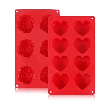 Silicone Muffin Pan Chocolate Molds Heart Rose Shaped Silicone Baking Molds for Christmas,Valentine'...